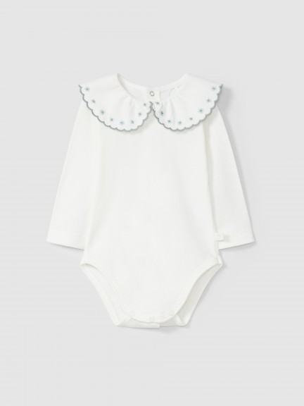 Bodysuit embroidered collar