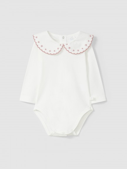 Bodysuit embroidered collar