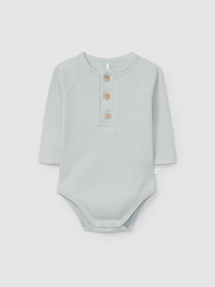 Ribbed jersey bodysuit mandarin collar