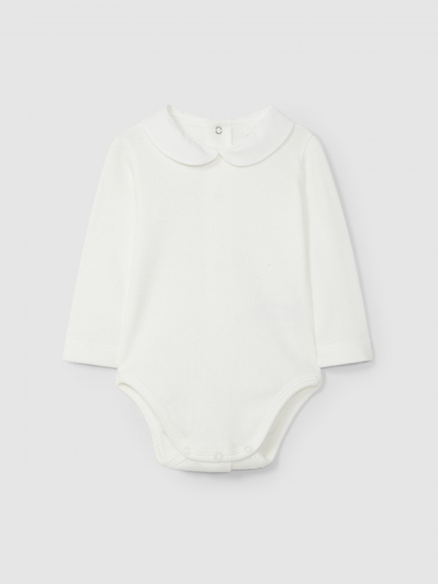 Bodysuit with round fabric collar