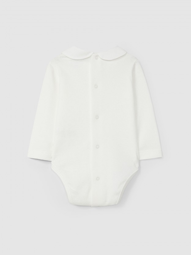 Bodysuit with round fabric collar