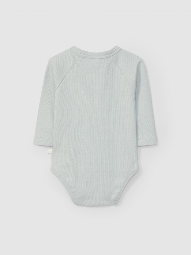 Ribbed jersey bodysuit mandarin collar