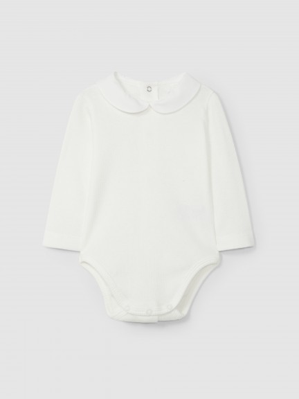 Bodysuit with round fabric collar