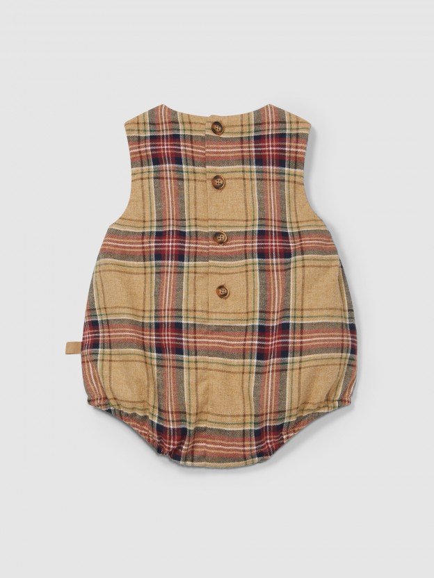 Shortie in organic cotton plaid with smocking