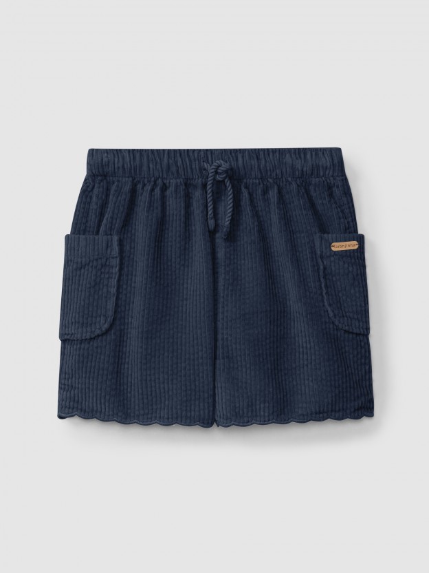 Corduroy shorts with decorative detail