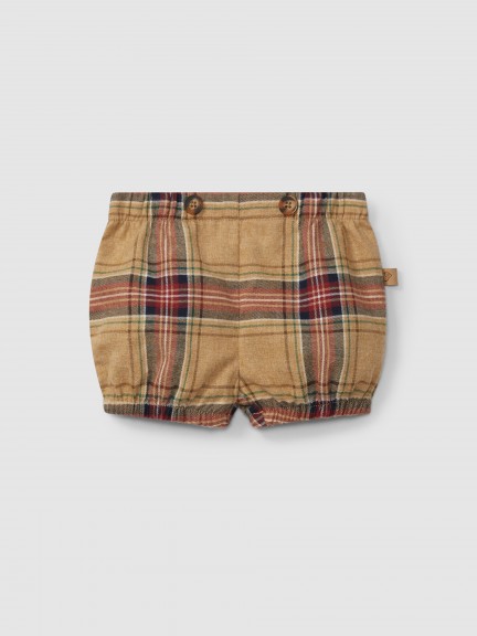 Organic cotton plaid pull-up shorts