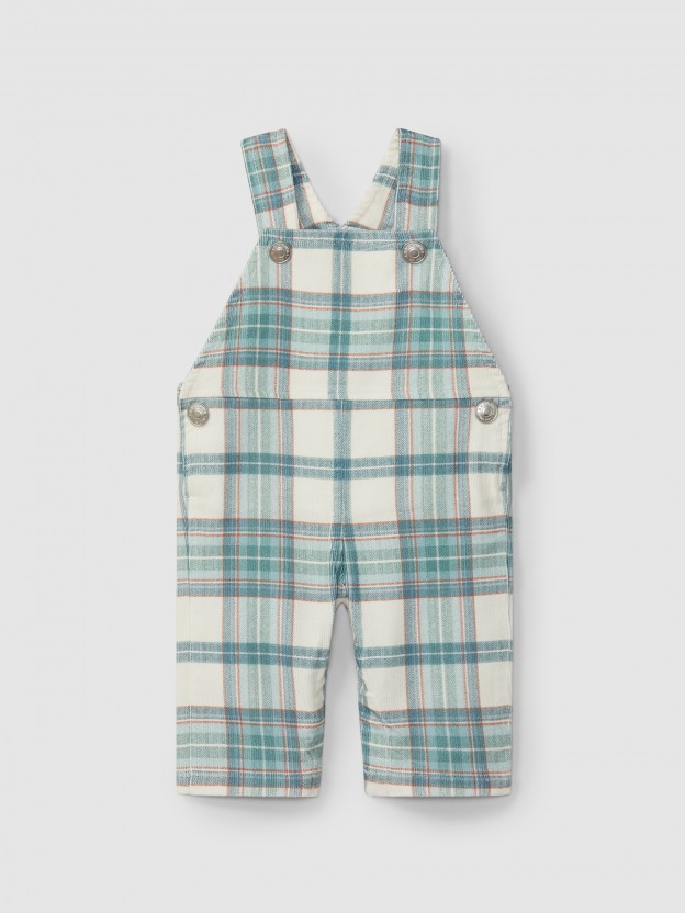 Plaid corduroy dungarees