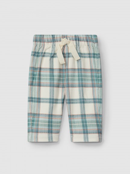 Pull-up plaid corduroy pants