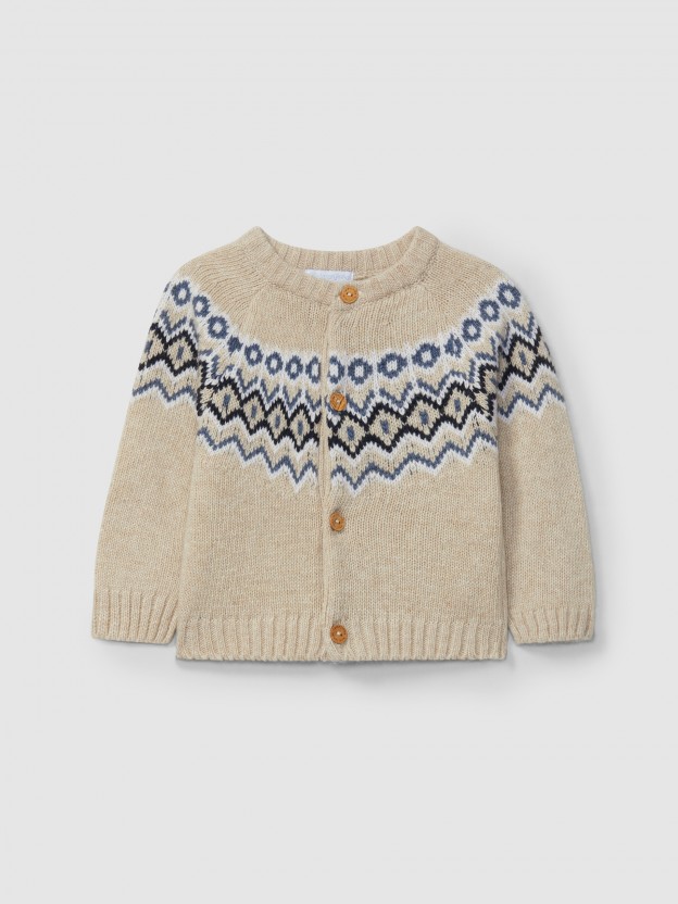 Jacquard knit cardigan