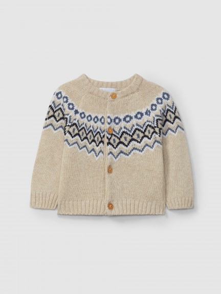 Jacquard knit cardigan