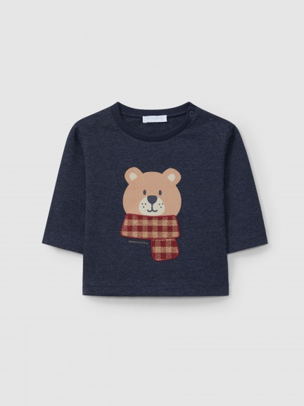 Longsleeve urso com cachecol