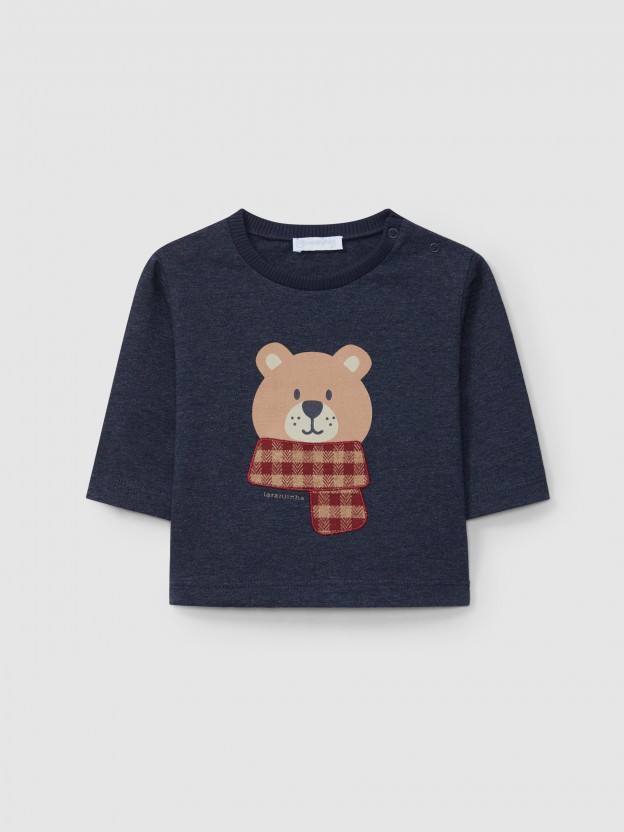 Longsleeve urso com cachecol