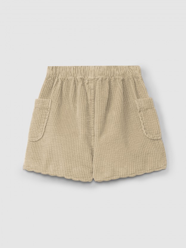 Corduroy shorts with decorative detail