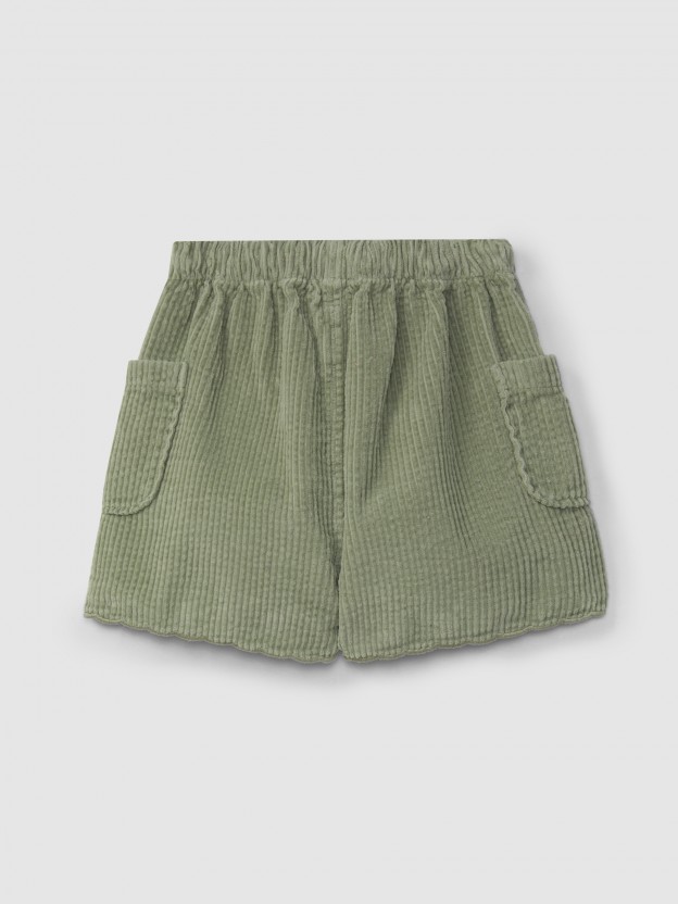 Corduroy shorts with decorative detail