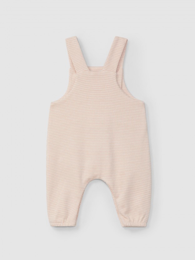 Dungarees in pied-de-poule jacquard knit