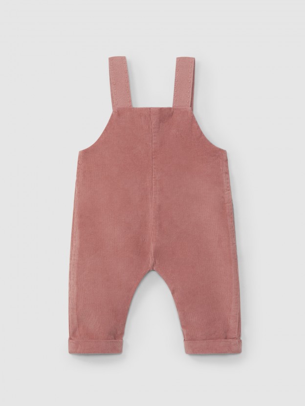 Micro-corduroy dungarees with pocket