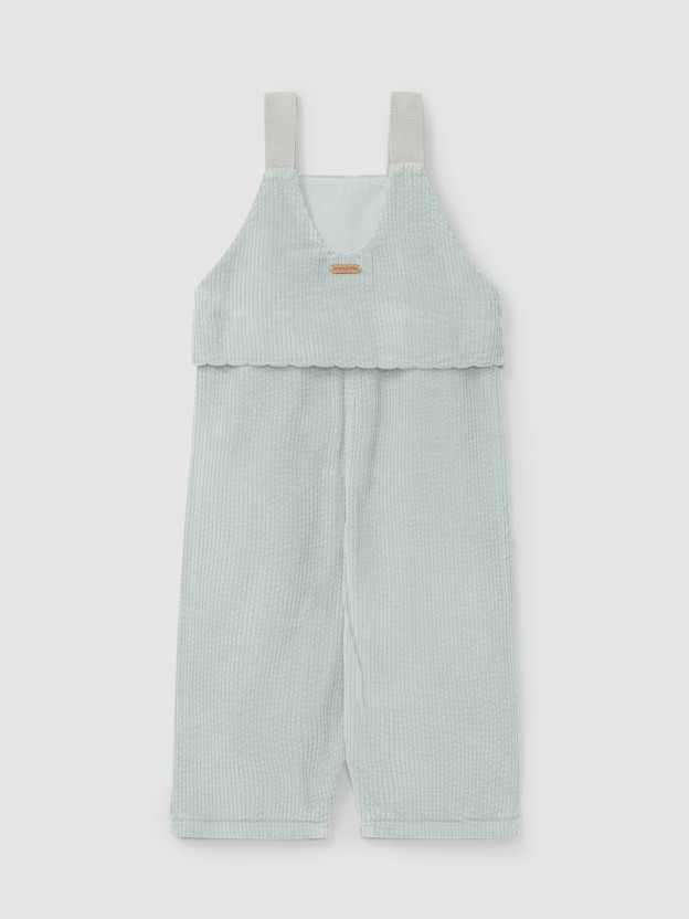 Corduroy dungarees with chest detail