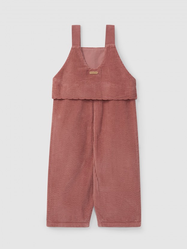 Corduroy dungarees with chest detail