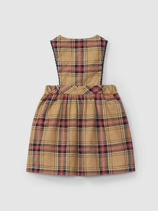 Dungaree dress in organic cotton plaid