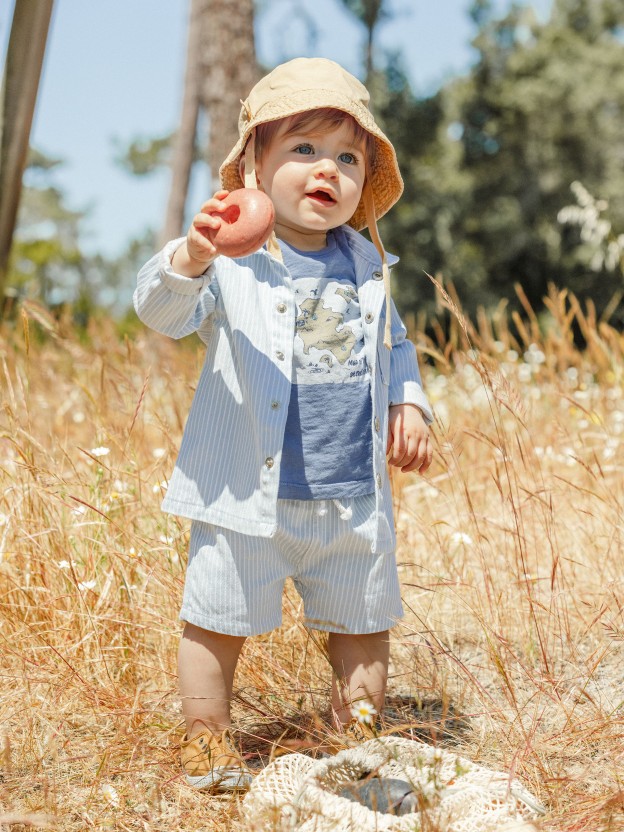 Short pull-up tissu denim  rayures