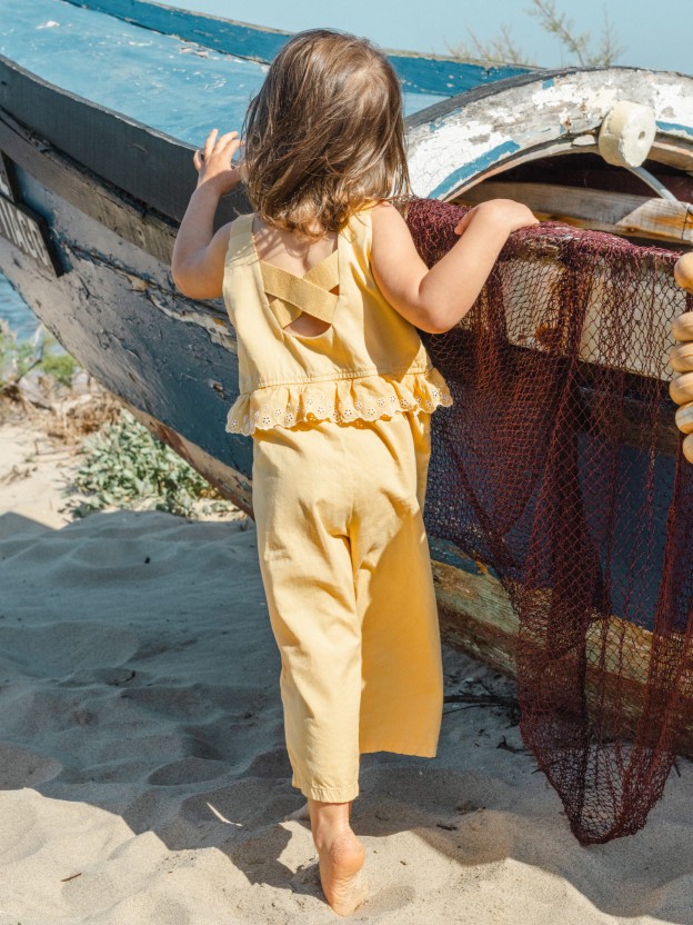 Dungarees ruffled detail English embroidery Dungarees ruffled detail English embroidery
