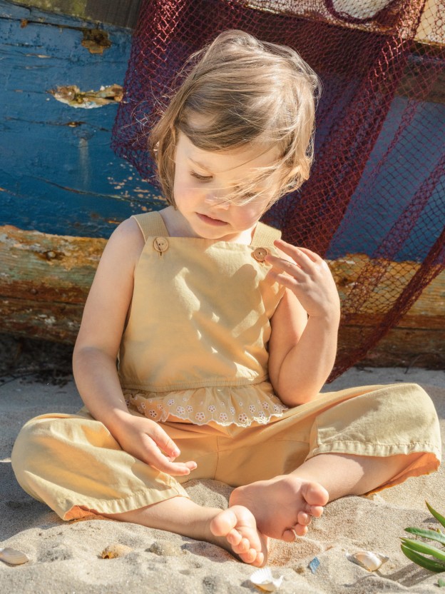 Dungarees ruffled detail English embroidery Dungarees ruffled detail English embroidery