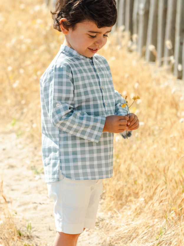 Shirt Mandarin collar plaid Shirt Mandarin collar plaid