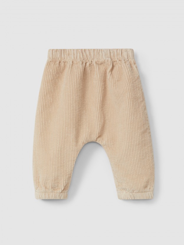 Organic cotton velvet pull-up pants