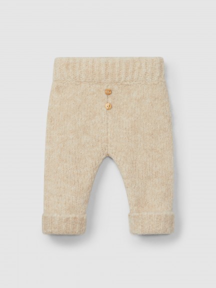 Plain knitted pull-up pants