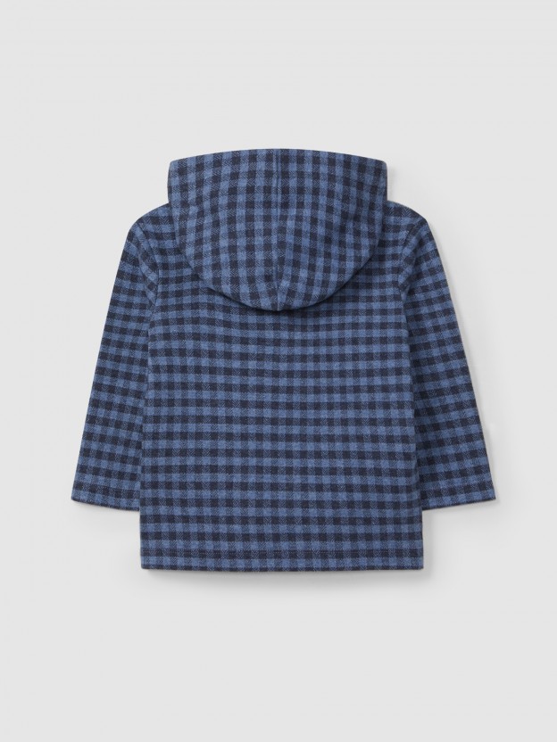 Plaid jacquard knit hoodie