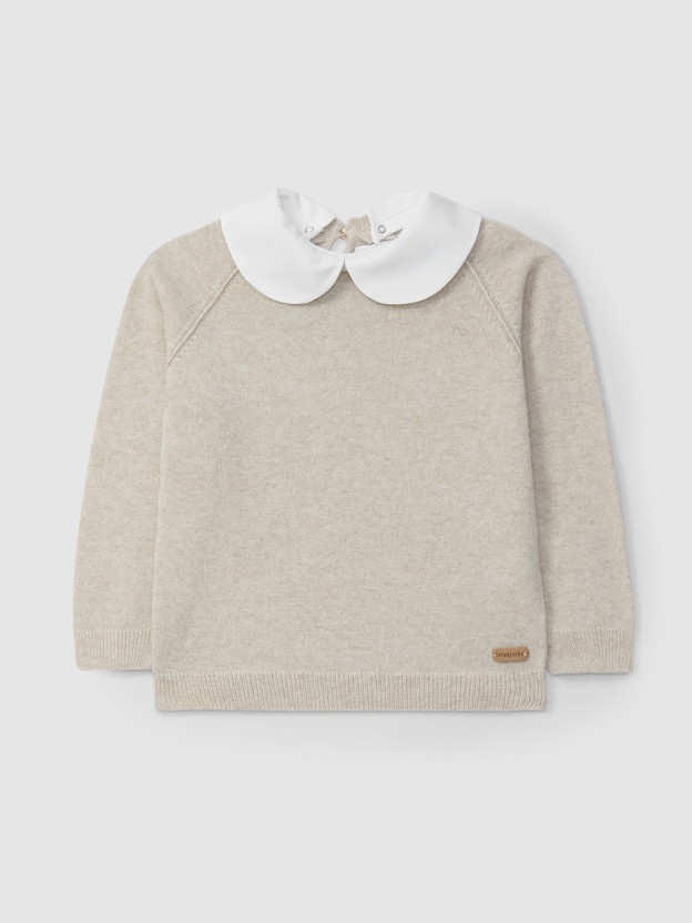 Pull tricot  col claudine amovible