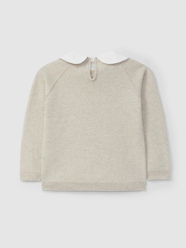 Pull tricot  col claudine amovible