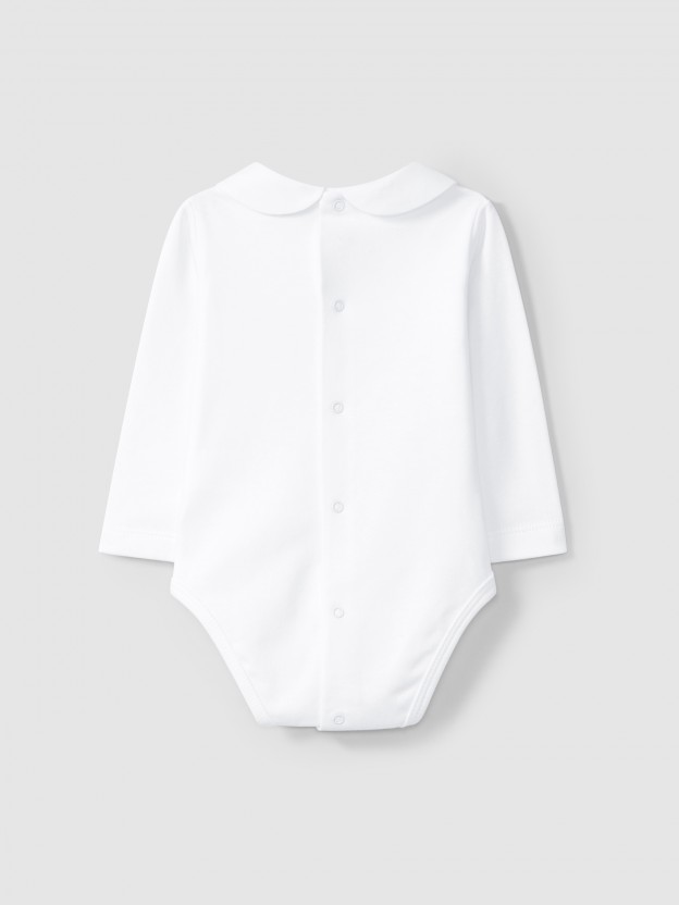 Long-sleeved bodysuit round collar