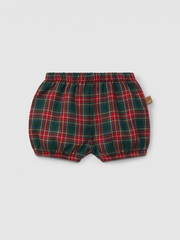 Plaid pull-up shorts