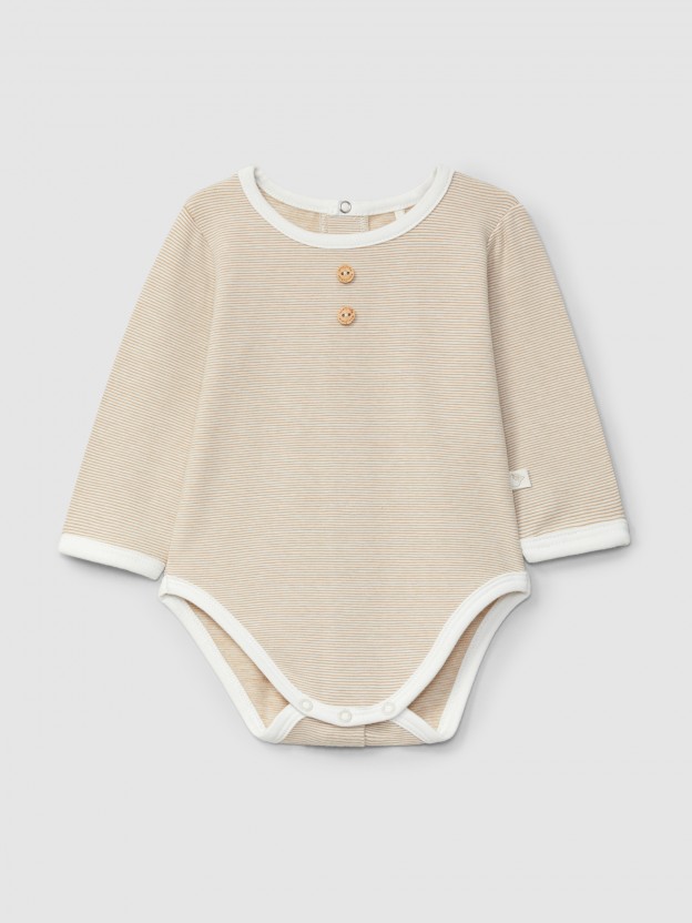 Mandarin collar bodysuit in organic cotton