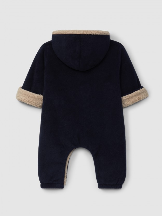 Fleece hooded pramsuit