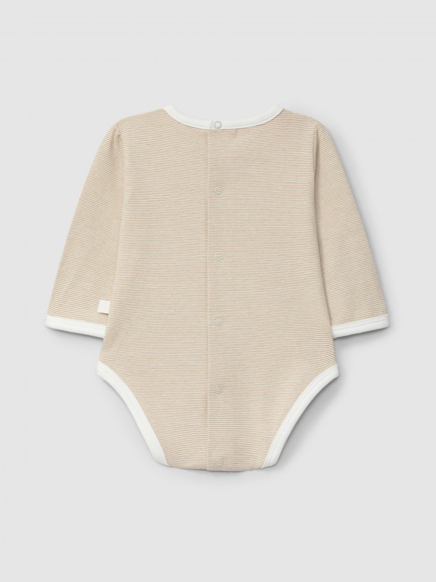 Mandarin collar bodysuit in organic cotton