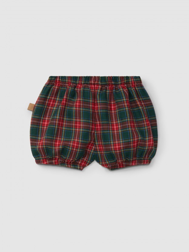 Plaid pull-up shorts