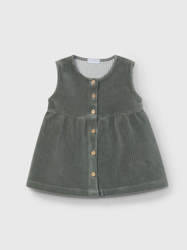 Dungaree dress corduroy-type fabric