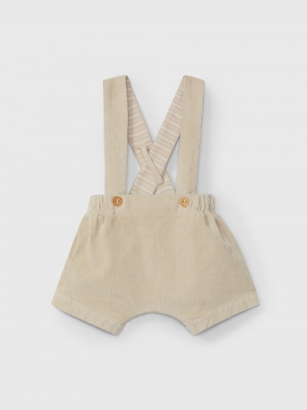 Micro-corduroy dungaree shorts