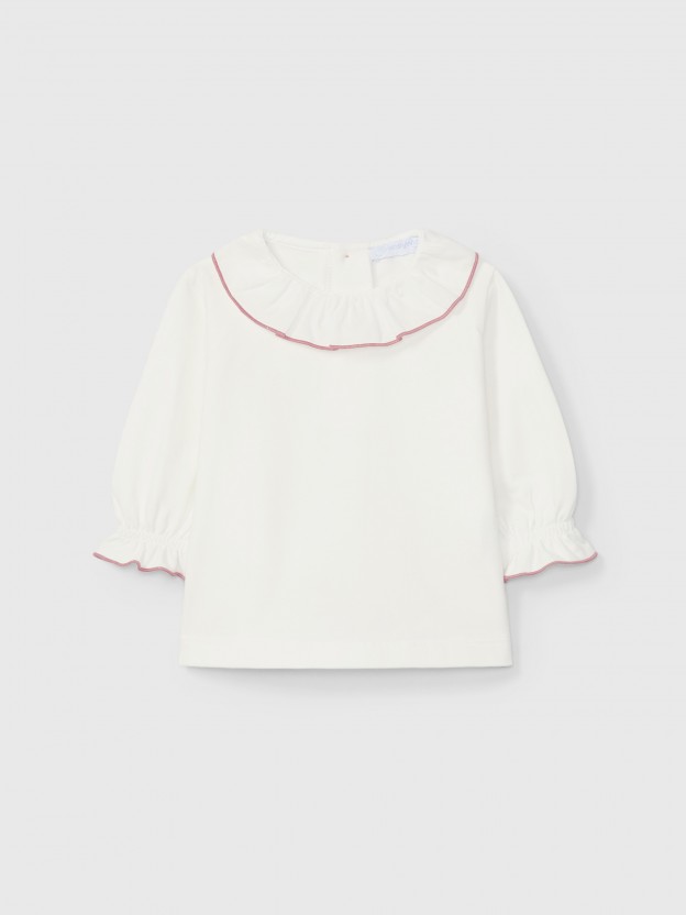 Longsleeve with ruffled collar