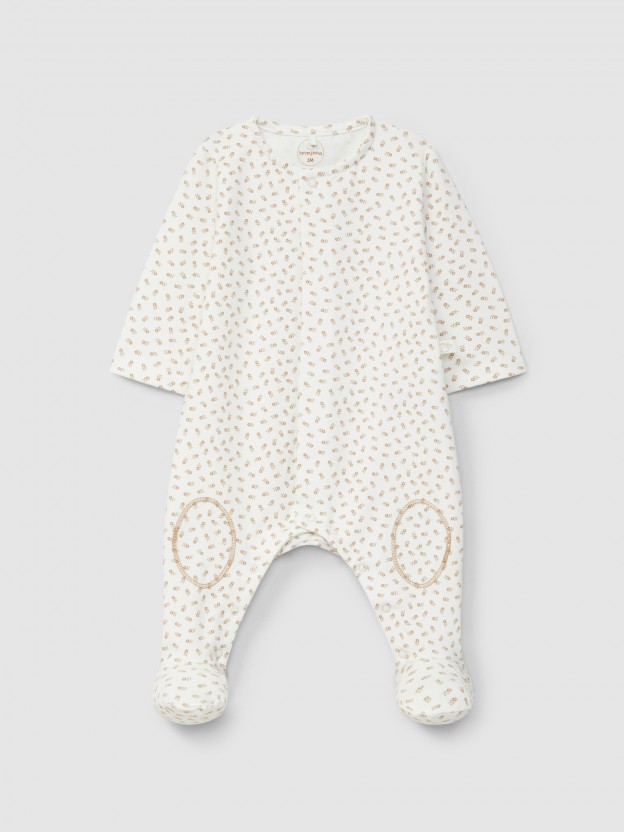 Babygrow, collarless, printed organic cotton