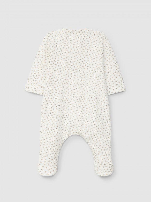 Babygrow, collarless, printed organic cotton