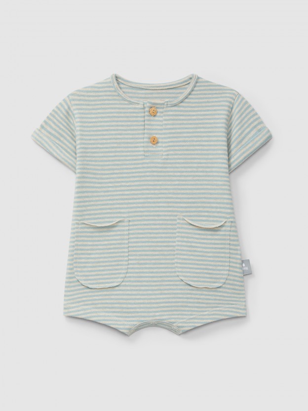 Cotton striped romper
