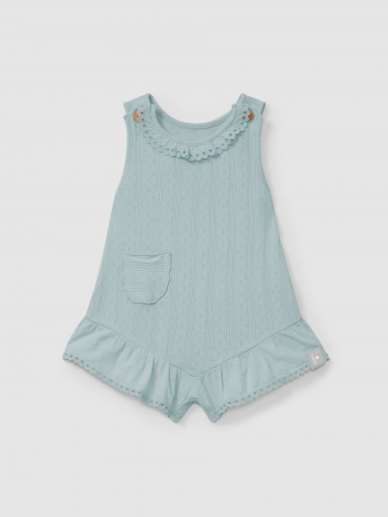 Salopette ajoure avec broderie anglaise