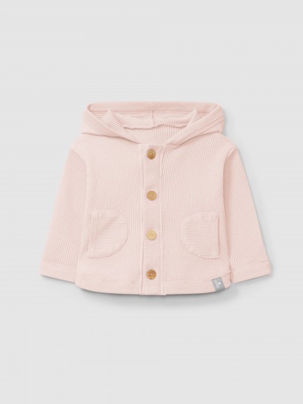 Gilet  capuche en maille gaufre