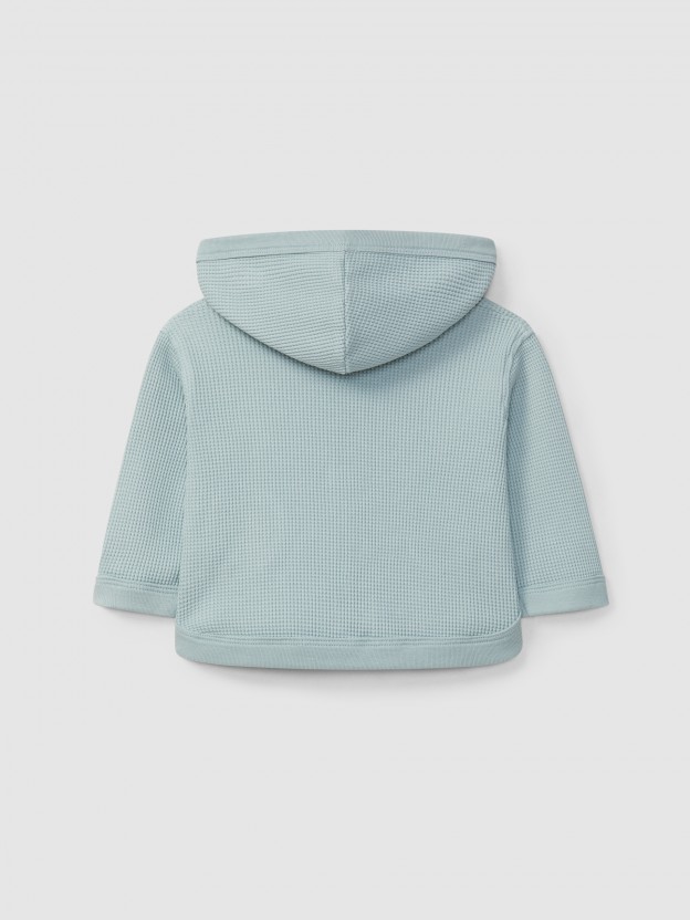 Gilet  capuche en maille gaufre