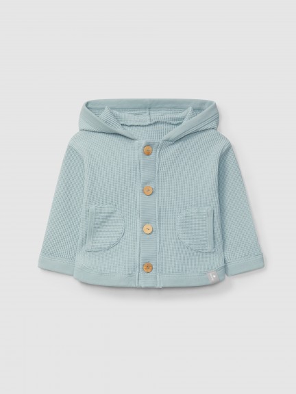 Gilet  capuche en maille gaufre