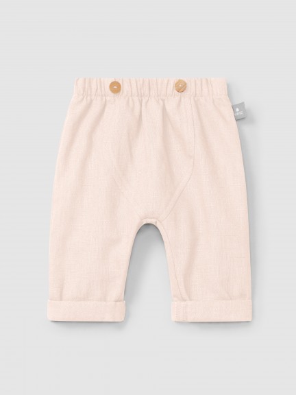 Pantalon pull-up uni en lin avec du coton