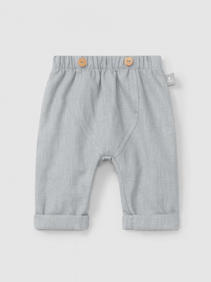 Plain pull-up pants in linen with cotton